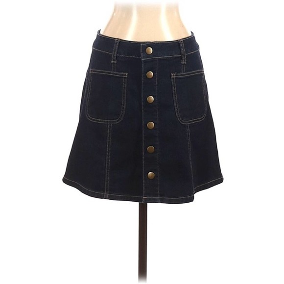 Altar D State Skirt Womens Small Denim Mini Button‎ Front Pockets - Picture 1 of 9